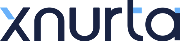 Logo with the word 'xnurta' in lowercase letters featuring dark blue and light blue accents.
