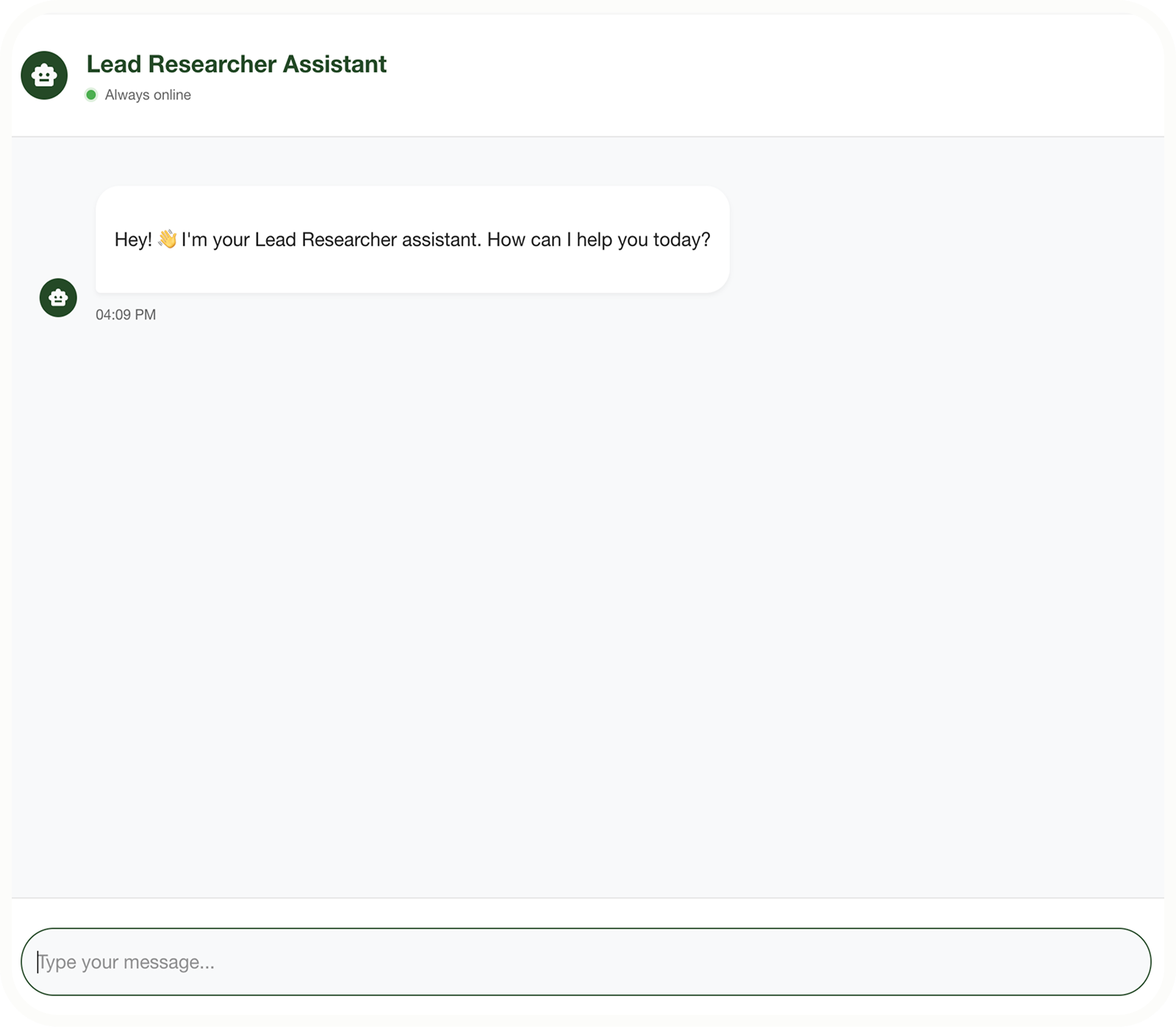 Lead researcher demo screenshot